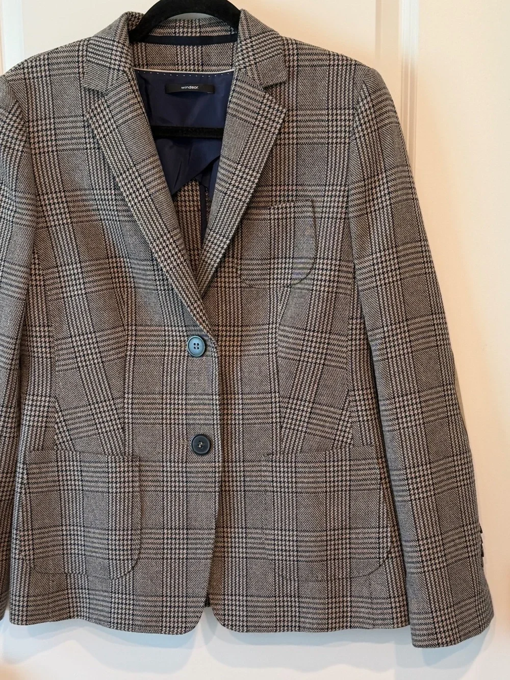 Windsor Blazer Men’s Size 40 Houndstooth Wool Blend Sport Coat Two Button Jacket